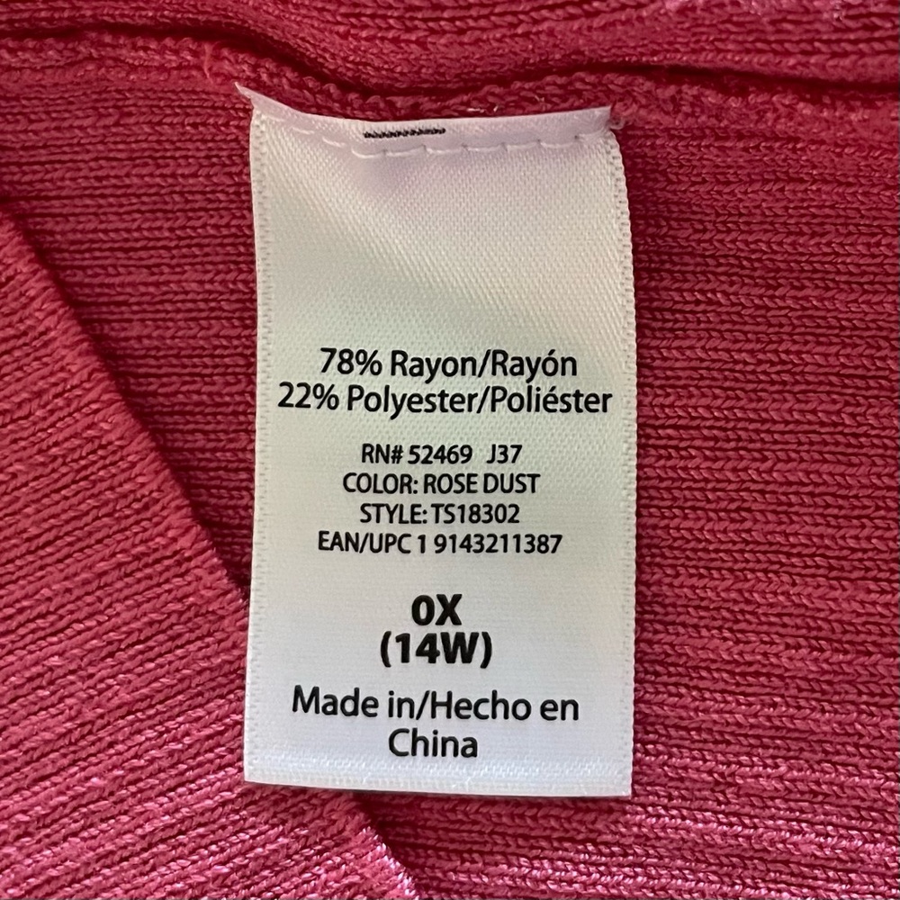 Terra & Sky Open Front Knit Ruffle Cardigan Women’s 0X (14W) Pink Casual Kimono - Picture 14 of 15